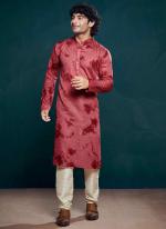 Viscose Maroon Eid Wear Embroidery Work Readymade Kurta Pajama